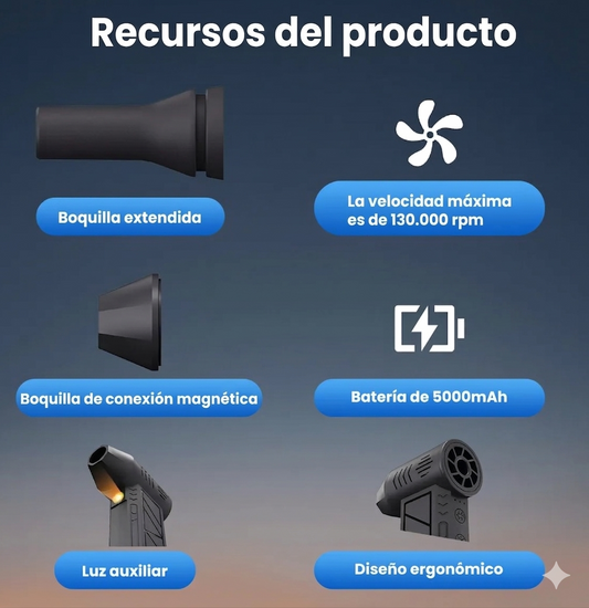 Mini Aspirador y Soplador Recargable Portátil - Olvídate del polvo en segundos!
